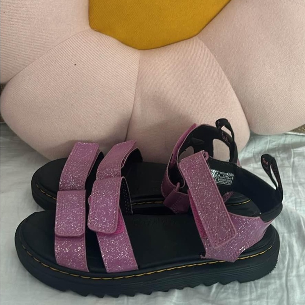Dr. Martens Pink Glitter Kids Sandals